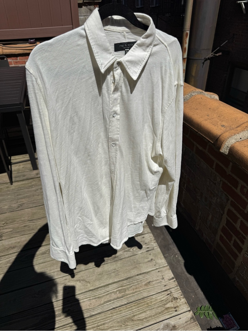 rag & bone Cream Long-Sleeve Button-Down Shirt